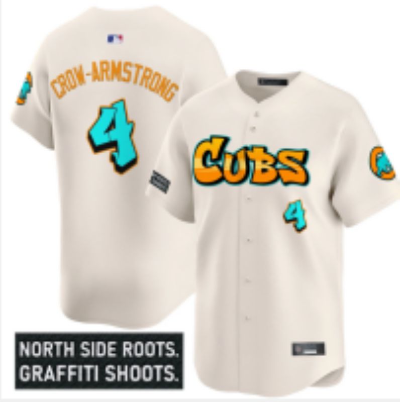 Men 2025 Chicago Cubs #4 Crow-Armstrong Cream Five generations Joint Name Nike MLB Jersey style 2
